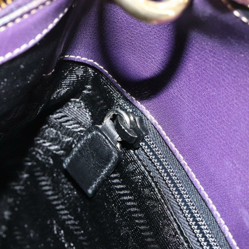 【日本直送】PRADA 鏈條單肩包 皮革 紫色 金色 正品 171280V-19