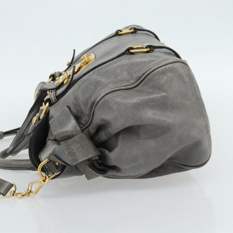 【日本直送】Miu Miu 手提包 皮革 兩用 灰色 金色 正品 182014SAM-2