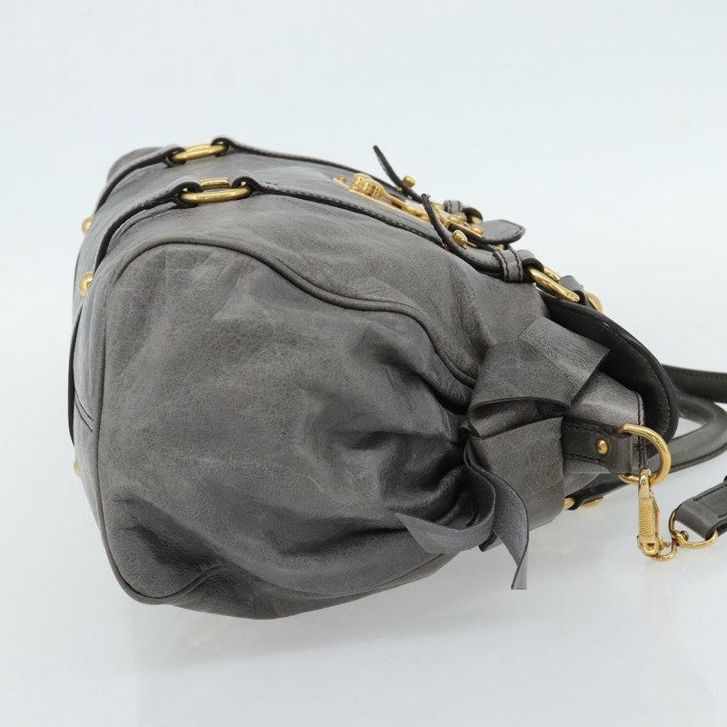【日本直送】Miu Miu 手提包 皮革 兩用 灰色 金色 正品 182014SAM-3
