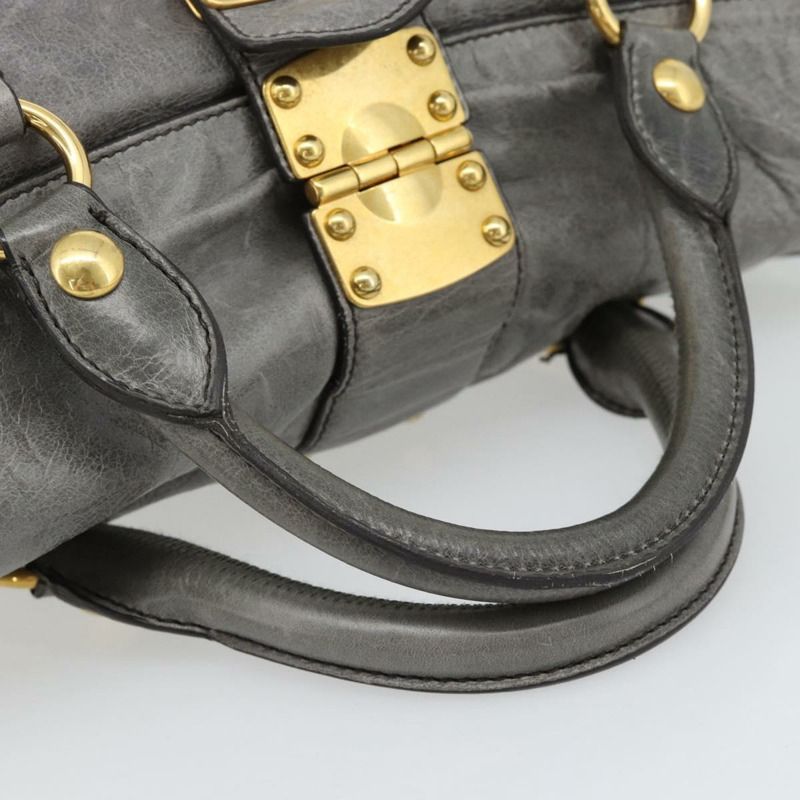 【日本直送】Miu Miu 手提包 皮革 兩用 灰色 金色 正品 182014SAM-6