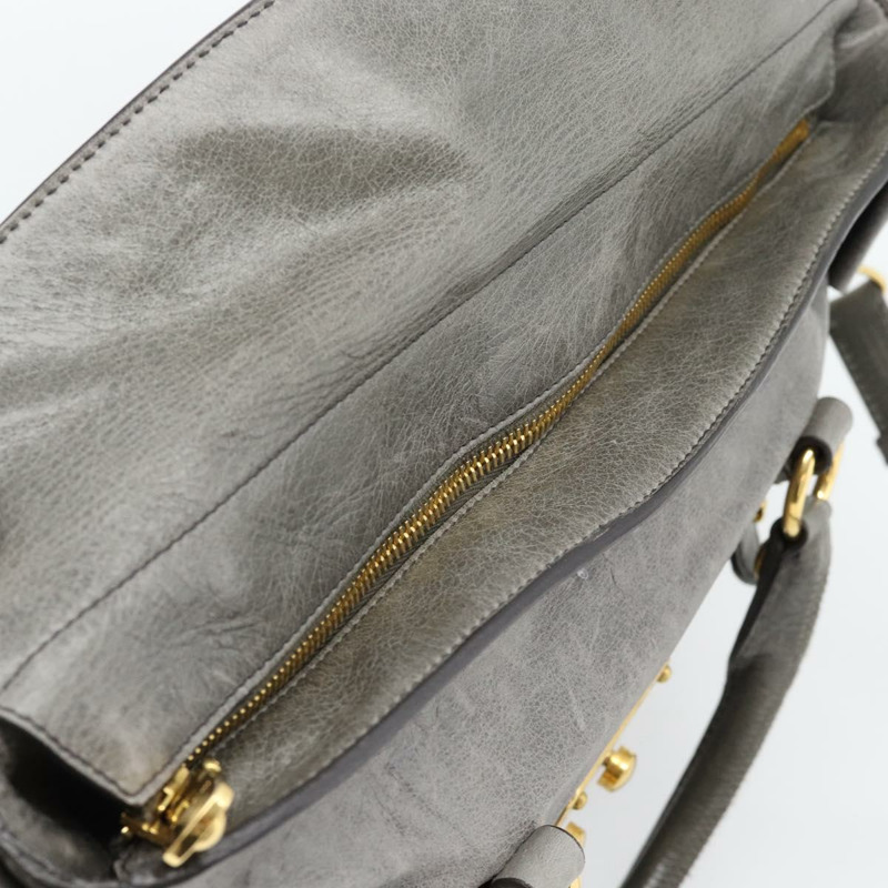 【日本直送】Miu Miu 手提包 皮革 兩用 灰色 金色 正品 182014SAM-8