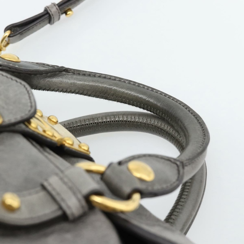 【日本直送】Miu Miu 手提包 皮革 兩用 灰色 金色 正品 182014SAM-13