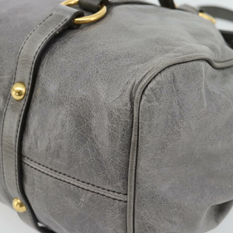 【日本直送】Miu Miu 手提包 皮革 兩用 灰色 金色 正品 182014SAM-15