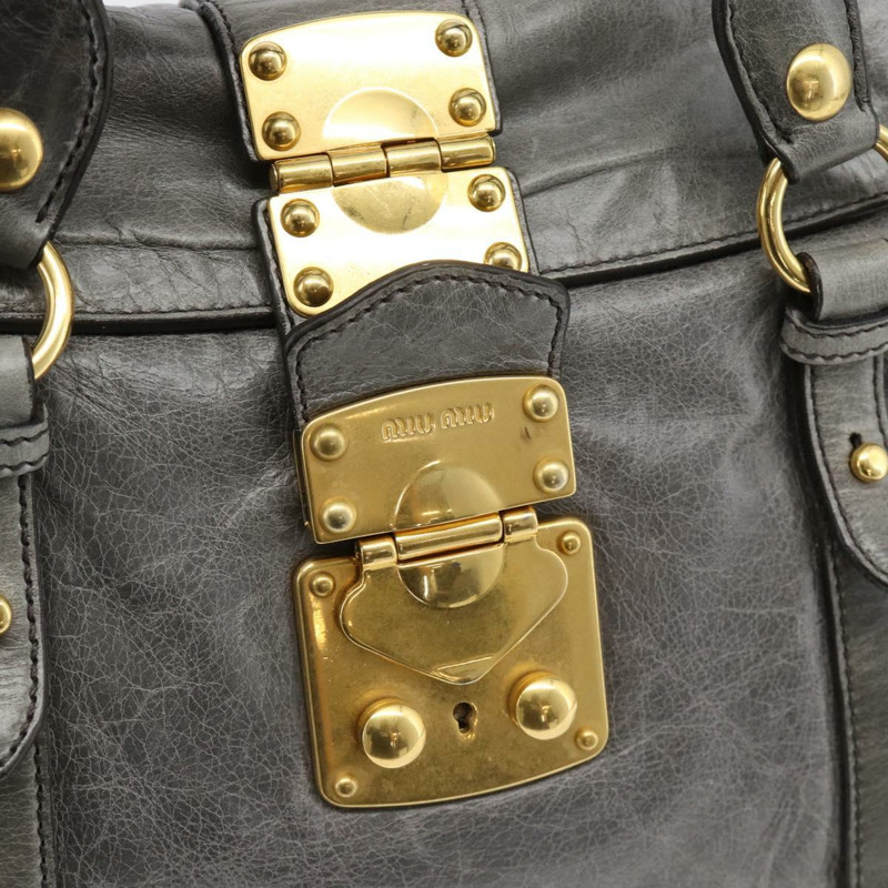 【日本直送】Miu Miu 手提包 皮革 兩用 灰色 金色 正品 182014SAM-20