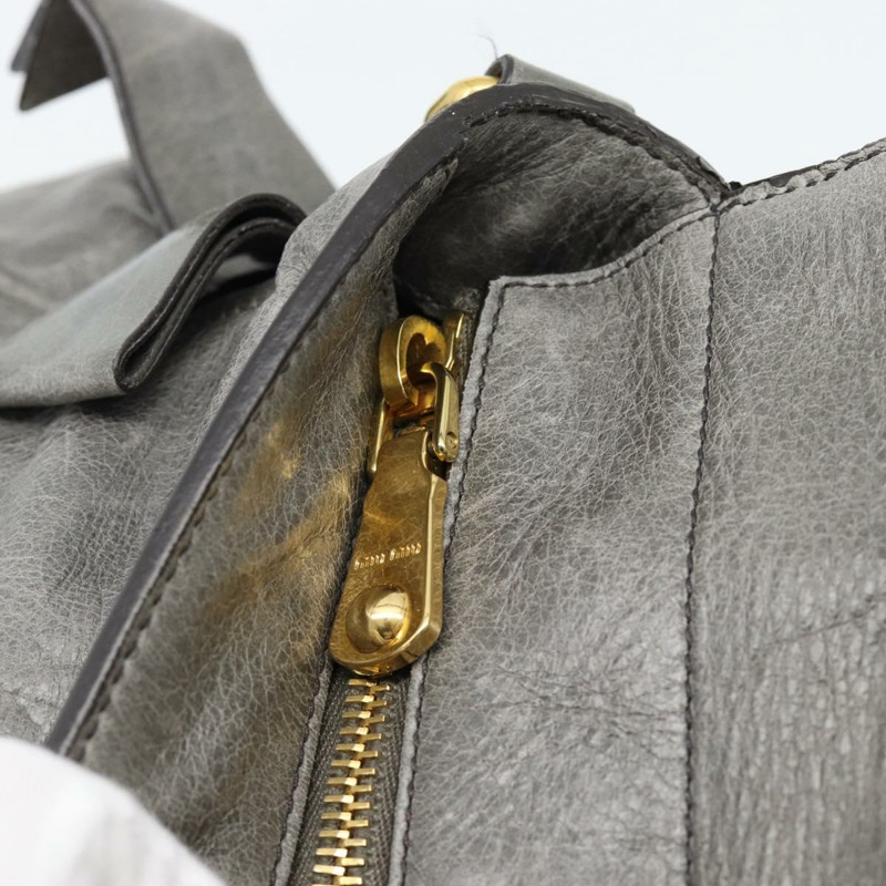 【日本直送】Miu Miu 手提包 皮革 兩用 灰色 金色 正品 182014SAM-21