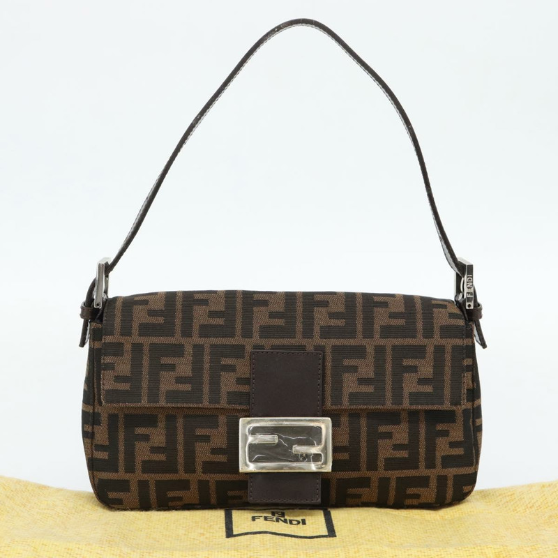 【日本直送】FENDI Zucca帆布Mamma Baguette單肩包 黑色棕色 正品 178872SAM-11