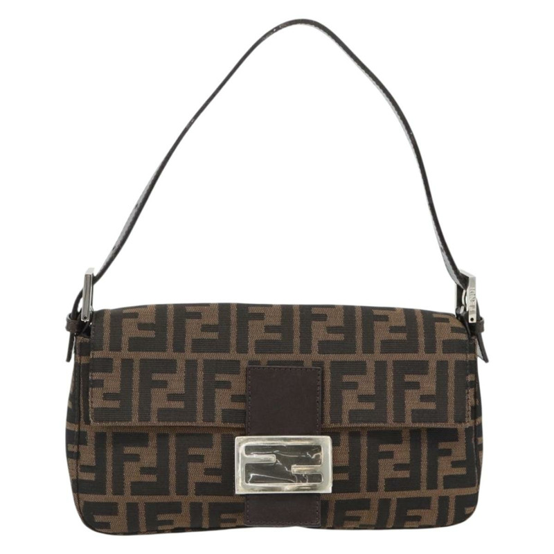 【日本直送】FENDI Zucca帆布Mamma Baguette單肩包 黑色棕色 正品 178872SAM-12