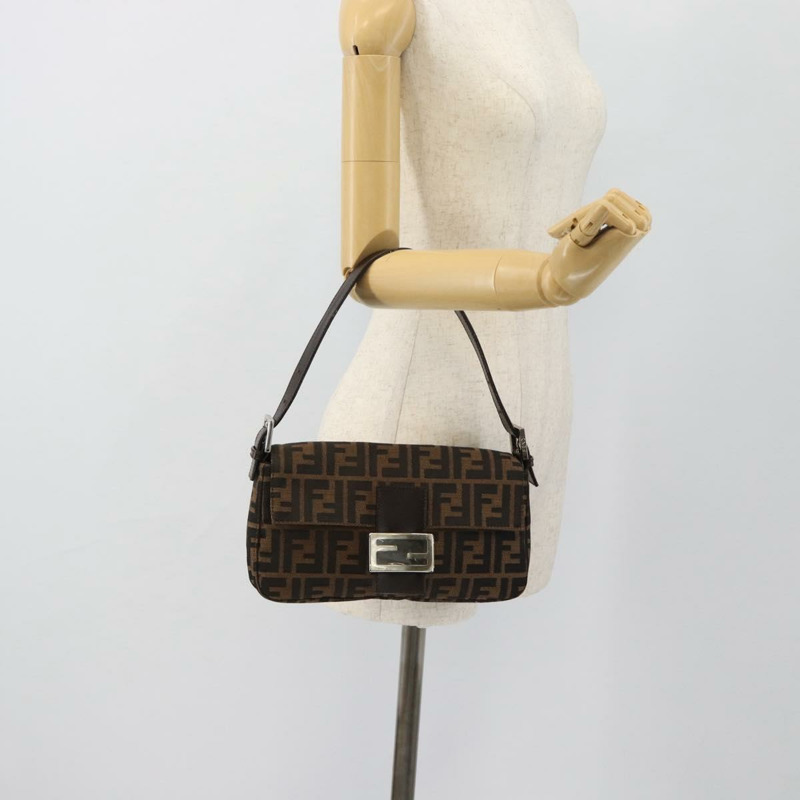 【日本直送】FENDI Zucca帆布Mamma Baguette單肩包 黑色棕色 正品 178872SAM-22