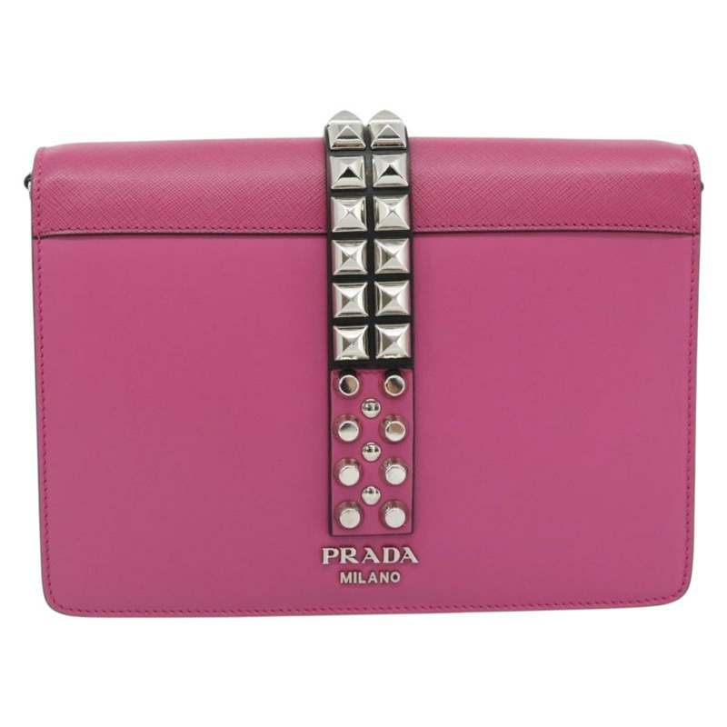 【日本直送】PRADA 粉紅銀色皮革手拿包 正品 181770A-1