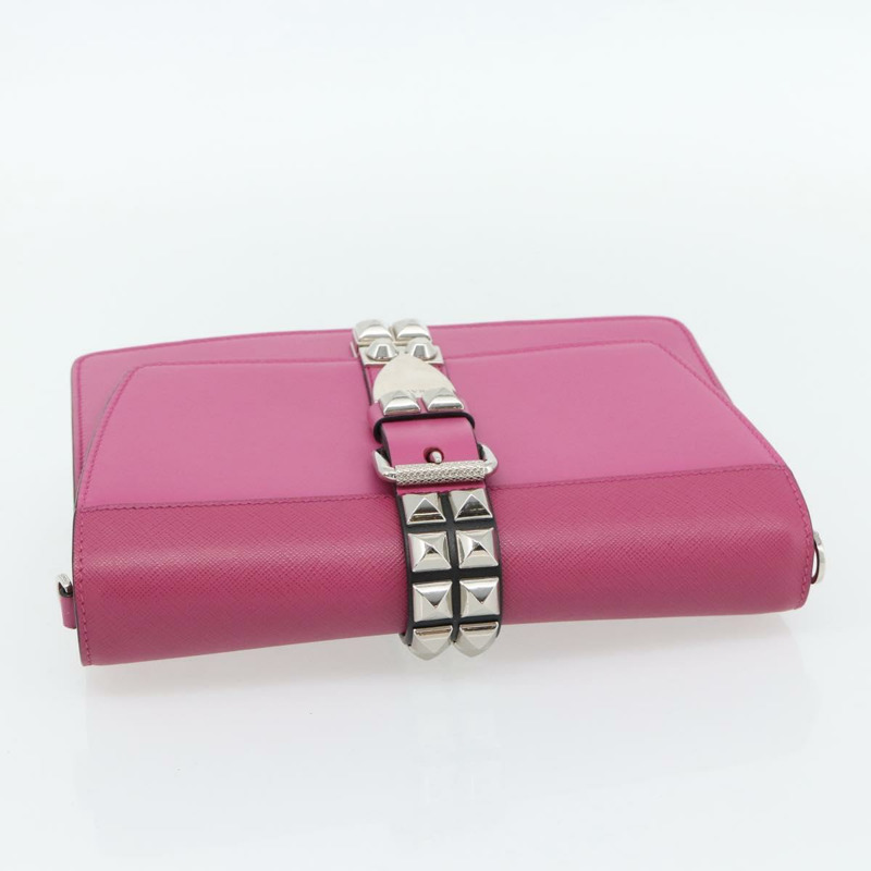 【日本直送】PRADA 粉紅銀色皮革手拿包 正品 181770A-4
