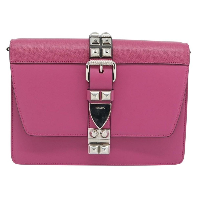 【日本直送】PRADA 粉紅銀色皮革手拿包 正品 181770A-12