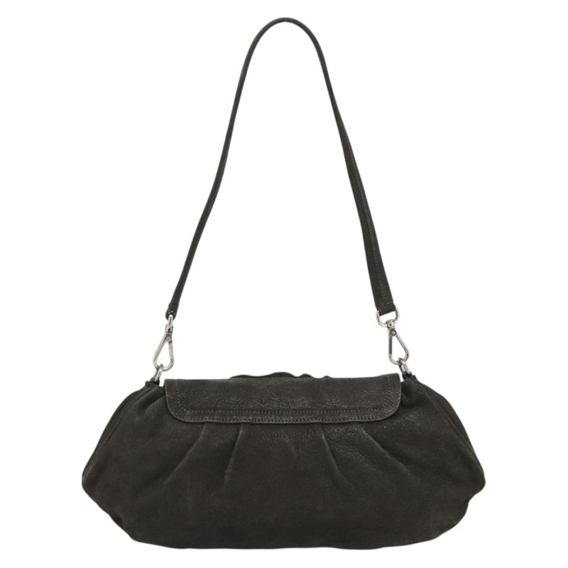 【日本直送】PRADA 肩背包,皮革材質,深棕色/銀色,正品編號 181835M-1