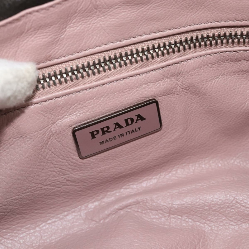 【日本直送】PRADA 肩背包,皮革材質,深棕色/銀色,正品編號 181835M-18