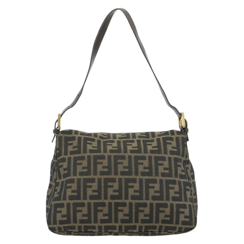 【日本直送】FENDI Zucca 帆布 Mamma Baguette 單肩包黑棕色正品 181871M-1