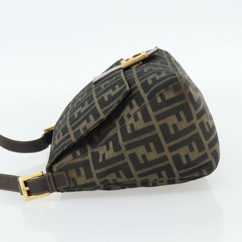 【日本直送】FENDI Zucca 帆布 Mamma Baguette 單肩包黑棕色正品 181871M-2
