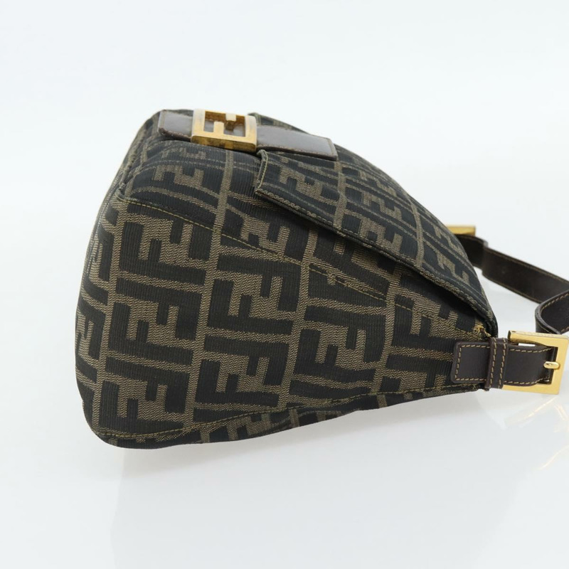 【日本直送】FENDI Zucca 帆布 Mamma Baguette 單肩包黑棕色正品 181871M-3