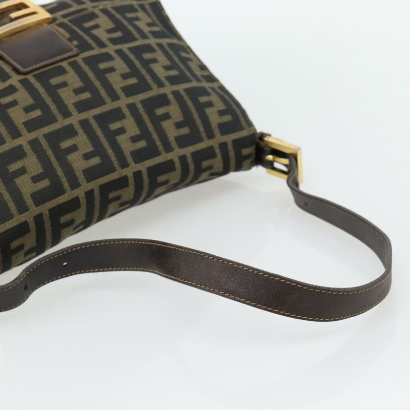 【日本直送】FENDI Zucca 帆布 Mamma Baguette 單肩包黑棕色正品 181871M-6