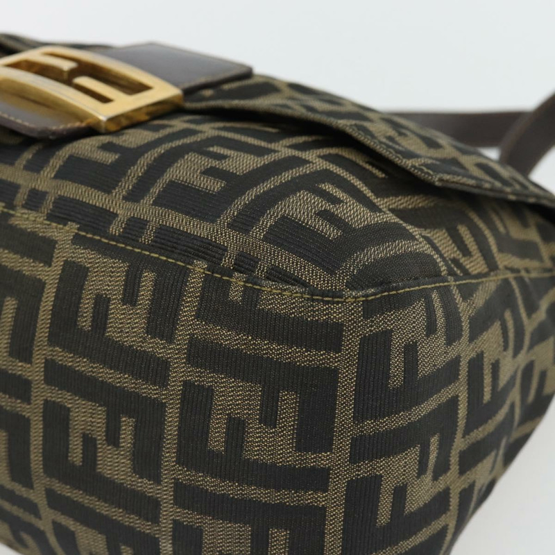 【日本直送】FENDI Zucca 帆布 Mamma Baguette 單肩包黑棕色正品 181871M-13