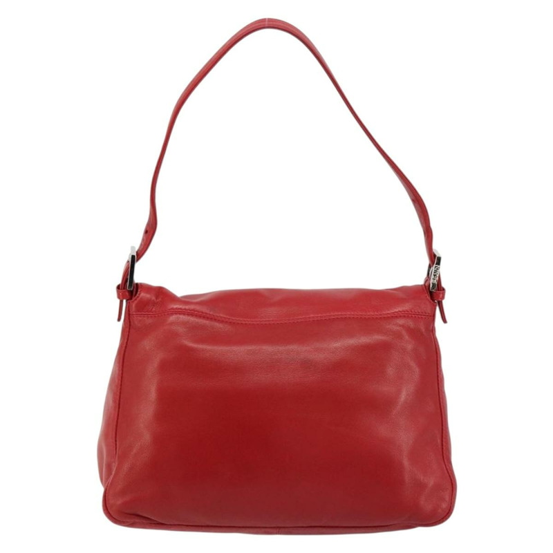 【日本直送】FENDI Mamma Baguette 單肩包，皮革材質，紅色/銀色，貨號 2373 26325，正品編號 181860M-1