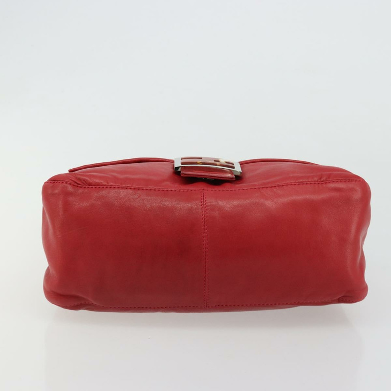 【日本直送】FENDI Mamma Baguette 單肩包，皮革材質，紅色/銀色，貨號 2373 26325，正品編號 181860M-4