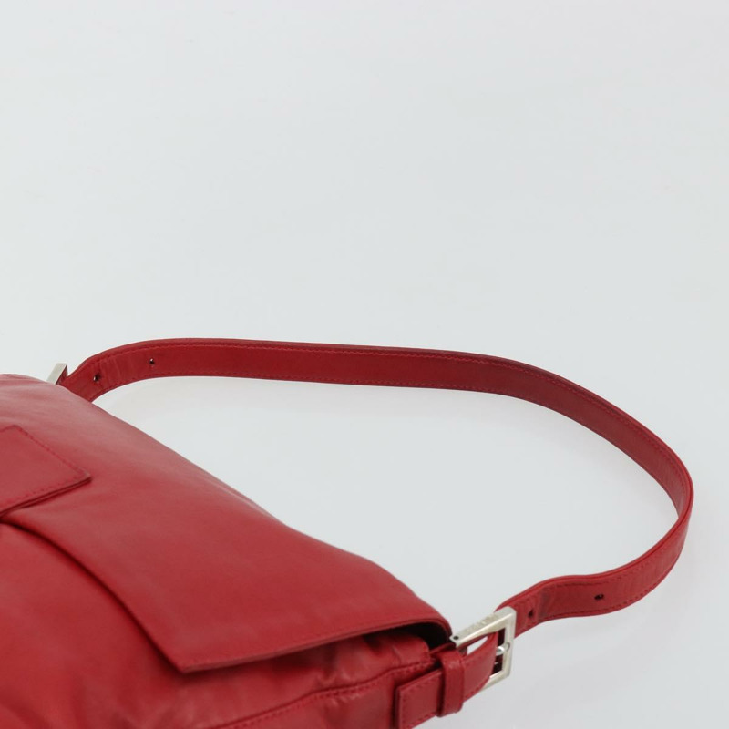 【日本直送】FENDI Mamma Baguette 單肩包，皮革材質，紅色/銀色，貨號 2373 26325，正品編號 181860M-7
