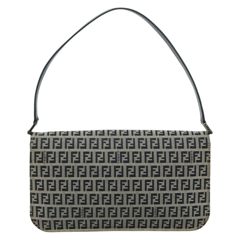 【日本直送】FENDI Zucchino帆布單肩包 海軍藍 銀色 正品 182201V-1