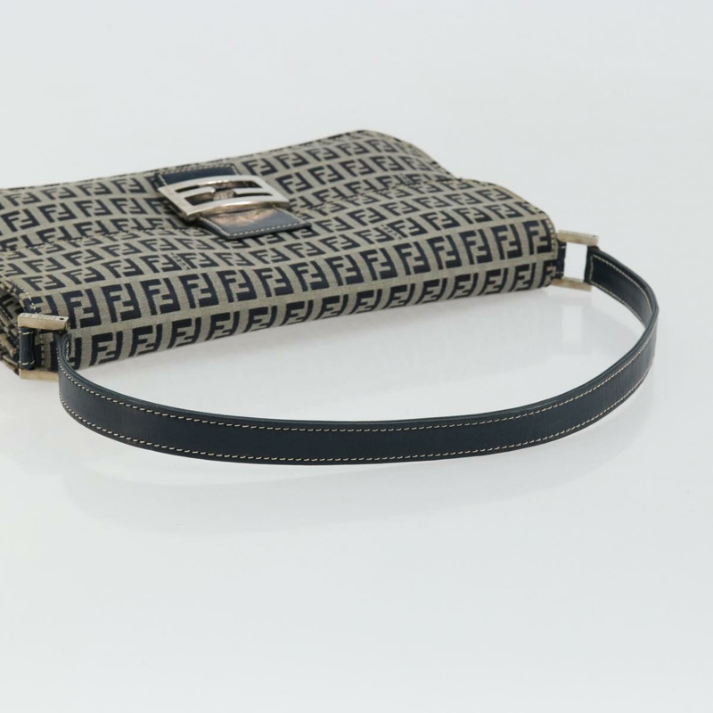 【日本直送】FENDI Zucchino帆布單肩包 海軍藍 銀色 正品 182201V-6