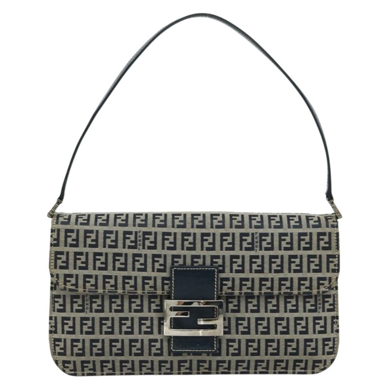 【日本直送】FENDI Zucchino帆布單肩包 海軍藍 銀色 正品 182201V-12