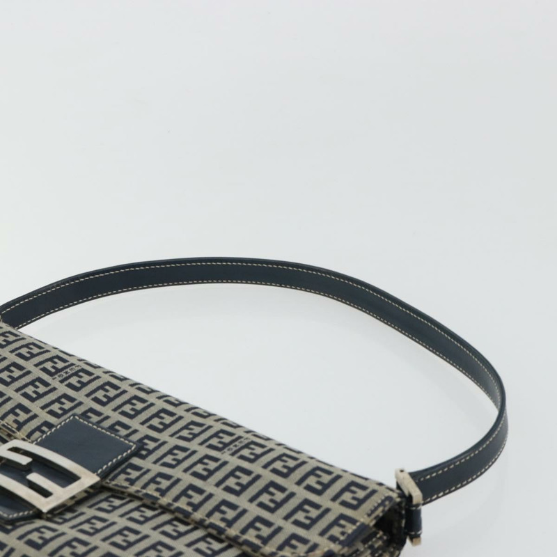【日本直送】FENDI Zucchino帆布單肩包 海軍藍 銀色 正品 182201V-13