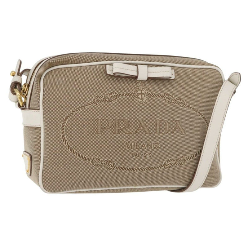 【日本直送】PRADA 提花肩包 米色 金色 正品 182221M-0
