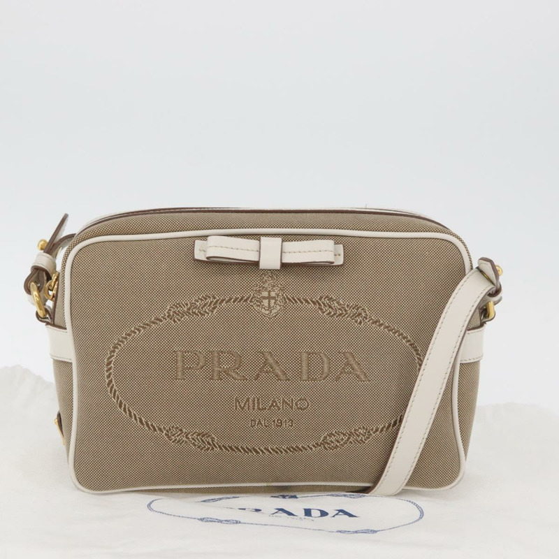 【日本直送】PRADA 提花肩包 米色 金色 正品 182221M-11