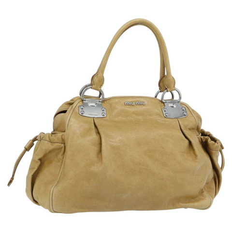 Miu Miu Vitter Lux 手提包皮革米色銀色正品 182126V
