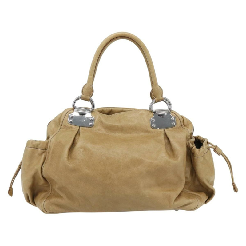 【日本直送】Miu Miu Vitter Lux 手提包皮革米色銀色正品 182126V-1