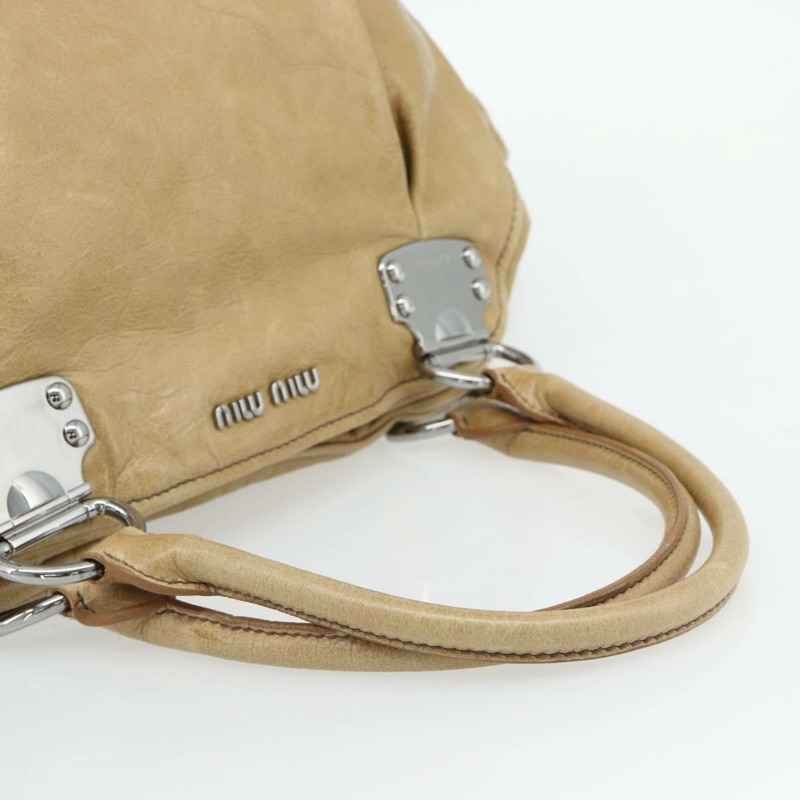【日本直送】Miu Miu Vitter Lux 手提包皮革米色銀色正品 182126V-6