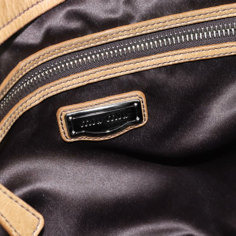 【日本直送】Miu Miu Vitter Lux 手提包皮革米色銀色正品 182126V-17