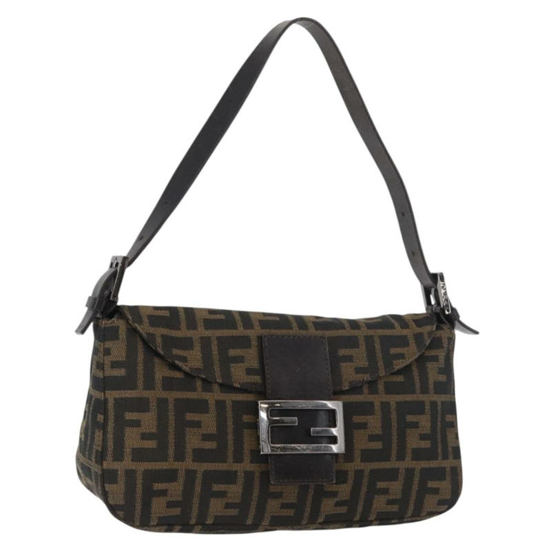 【日本直送】FENDI Zucca帆布Mamma Baguette單肩包 黑色棕色 正品 182801V-0