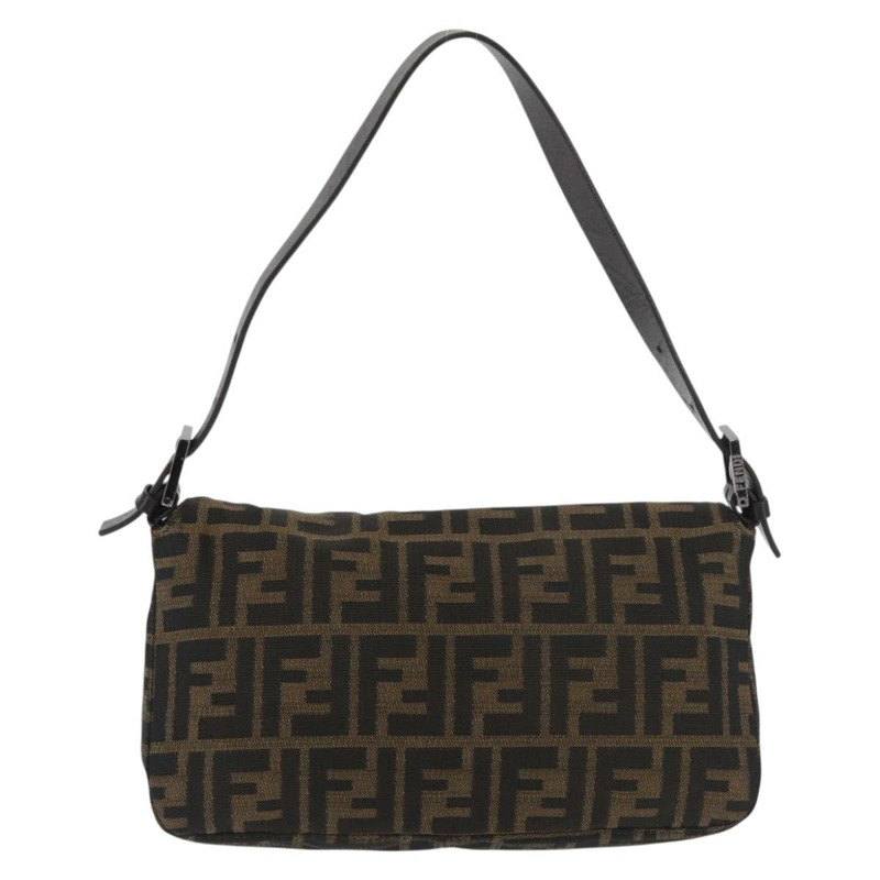 【日本直送】FENDI Zucca帆布Mamma Baguette單肩包 黑色棕色 正品 182801V-1