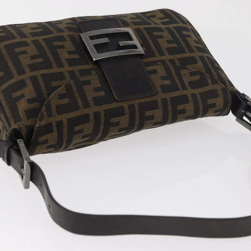 【日本直送】FENDI Zucca帆布Mamma Baguette單肩包 黑色棕色 正品 182801V-5