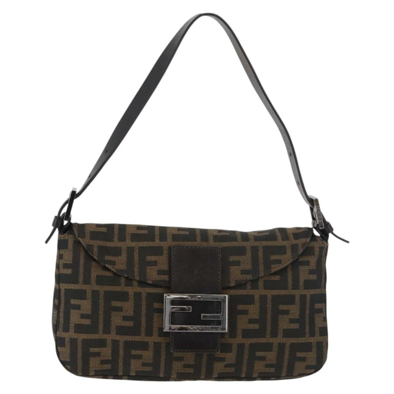 【日本直送】FENDI Zucca帆布Mamma Baguette單肩包 黑色棕色 正品 182801V-12