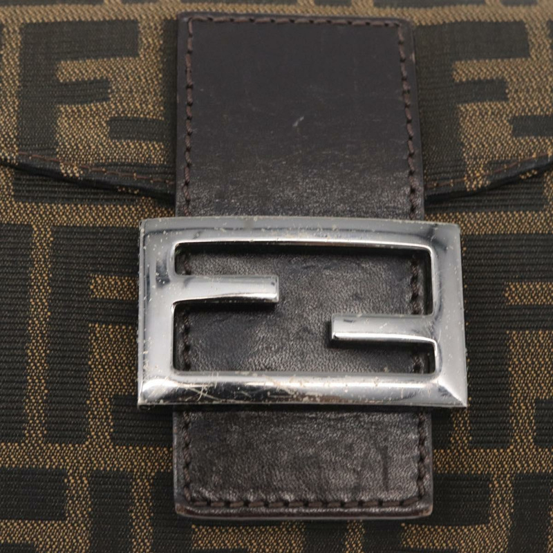 【日本直送】FENDI Zucca帆布Mamma Baguette單肩包 黑色棕色 正品 182801V-18