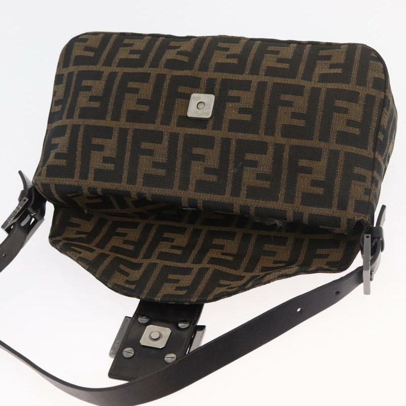 【日本直送】FENDI Zucca帆布Mamma Baguette單肩包 黑色棕色 正品 182801V-19