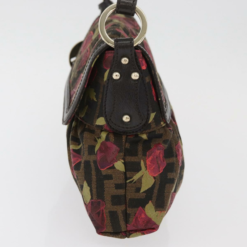 【日本直送】FENDI Zucca帆布花卉Mamma Baguette包 黑色棕色 正品 yk20436SAV-2
