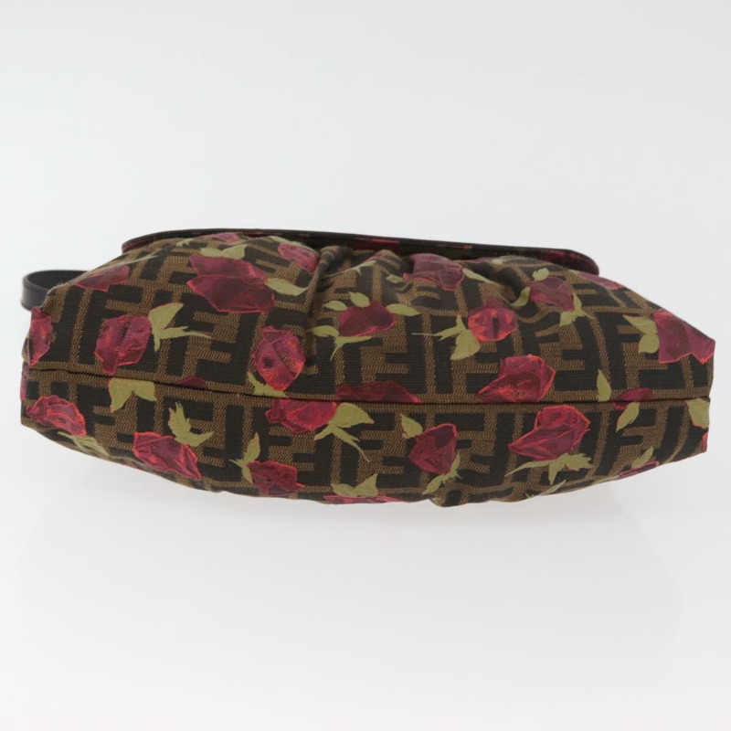 【日本直送】FENDI Zucca帆布花卉Mamma Baguette包 黑色棕色 正品 yk20436SAV-4