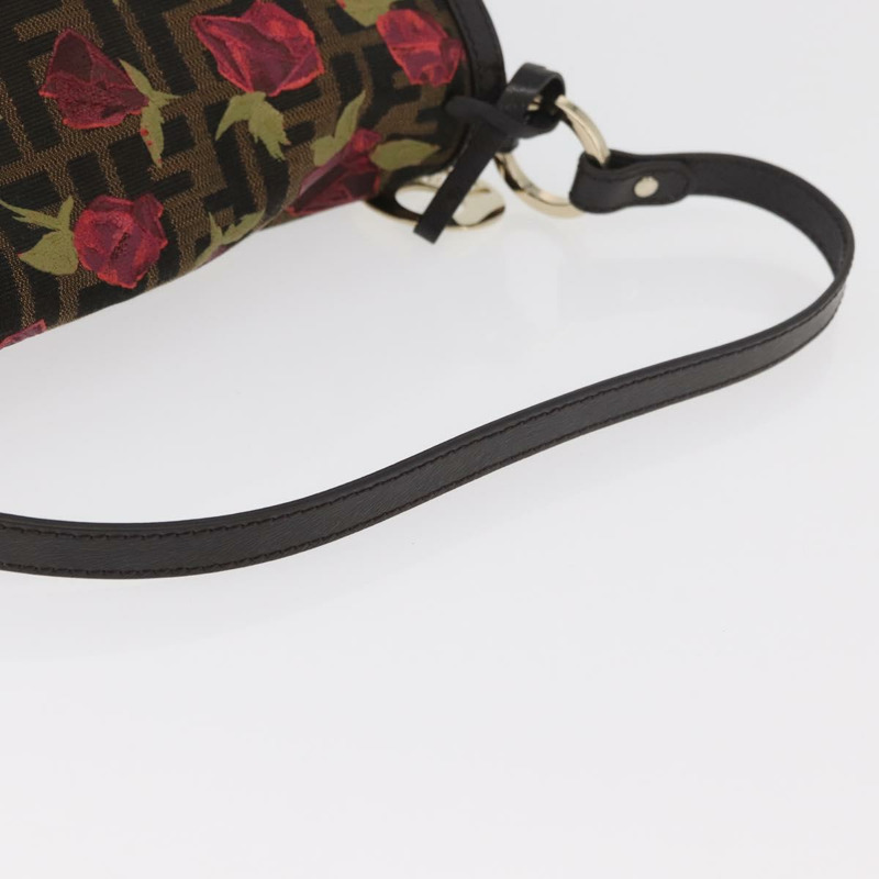 【日本直送】FENDI Zucca帆布花卉Mamma Baguette包 黑色棕色 正品 yk20436SAV-6