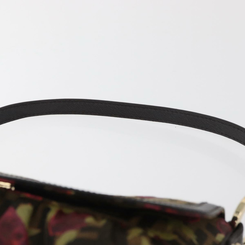 【日本直送】FENDI Zucca帆布花卉Mamma Baguette包 黑色棕色 正品 yk20436SAV-7