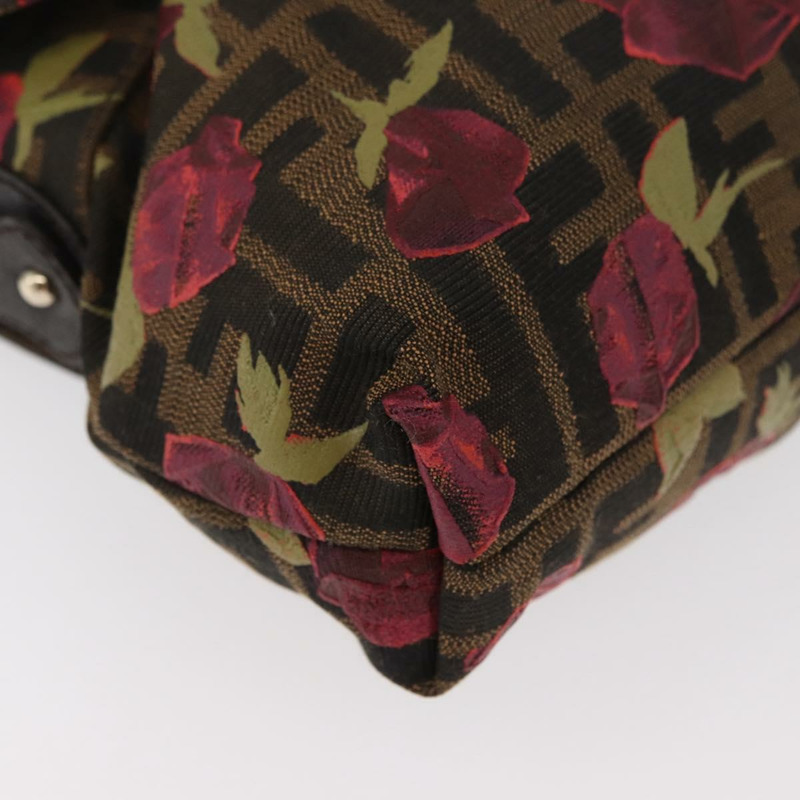【日本直送】FENDI Zucca帆布花卉Mamma Baguette包 黑色棕色 正品 yk20436SAV-13