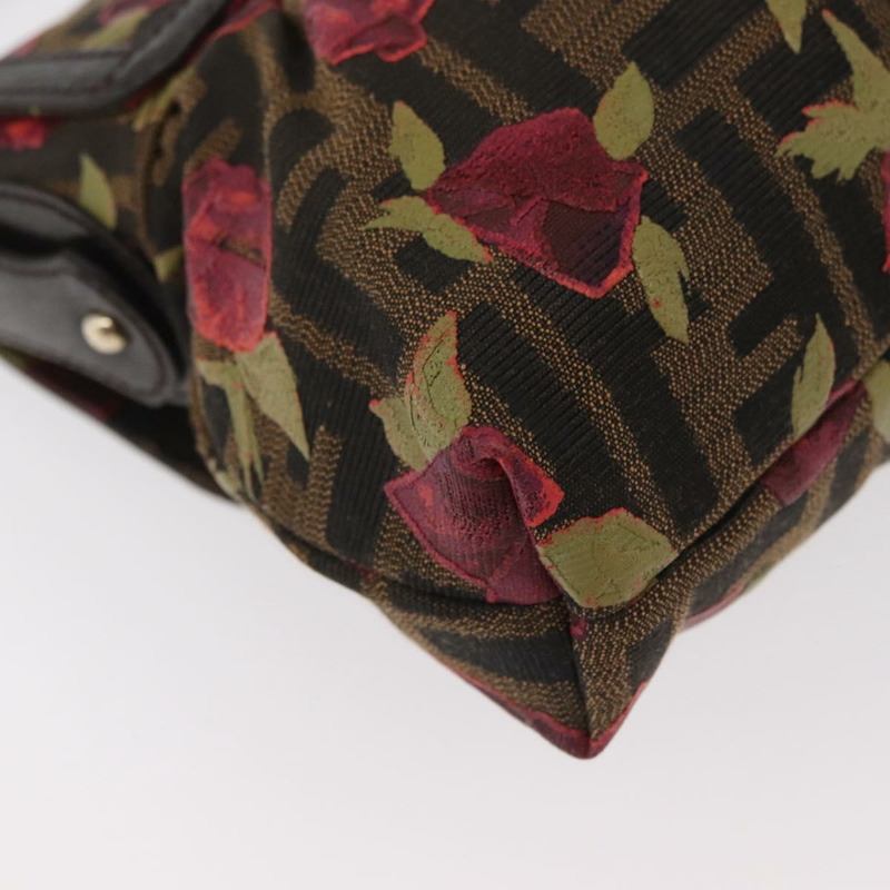【日本直送】FENDI Zucca帆布花卉Mamma Baguette包 黑色棕色 正品 yk20436SAV-15
