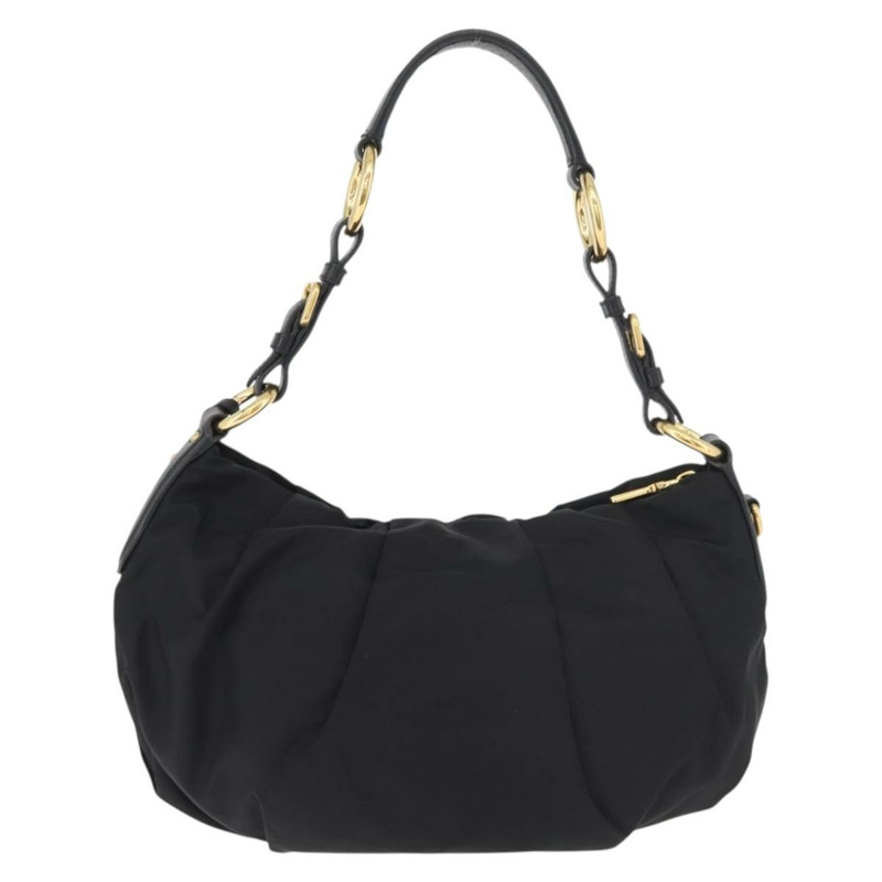 【日本直送】PRADA 黑色金色尼龍單肩包,正品 yk20420SAM-1