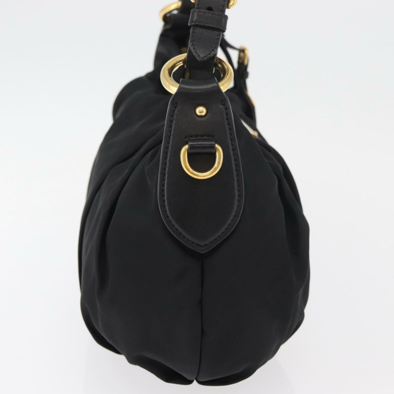 【日本直送】PRADA 黑色金色尼龍單肩包,正品 yk20420SAM-3