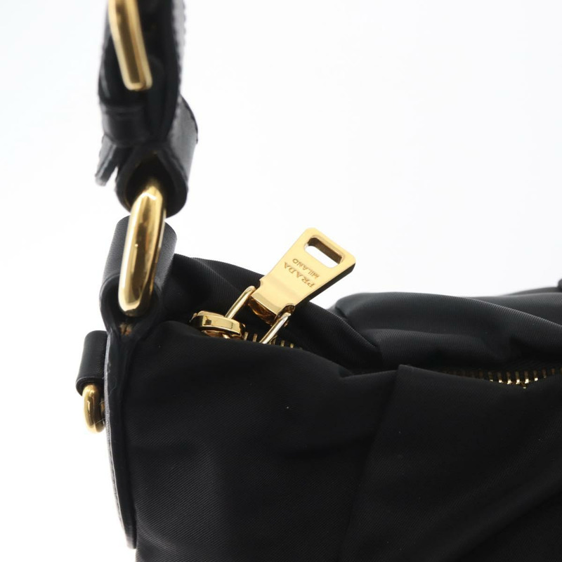 【日本直送】PRADA 黑色金色尼龍單肩包,正品 yk20420SAM-7